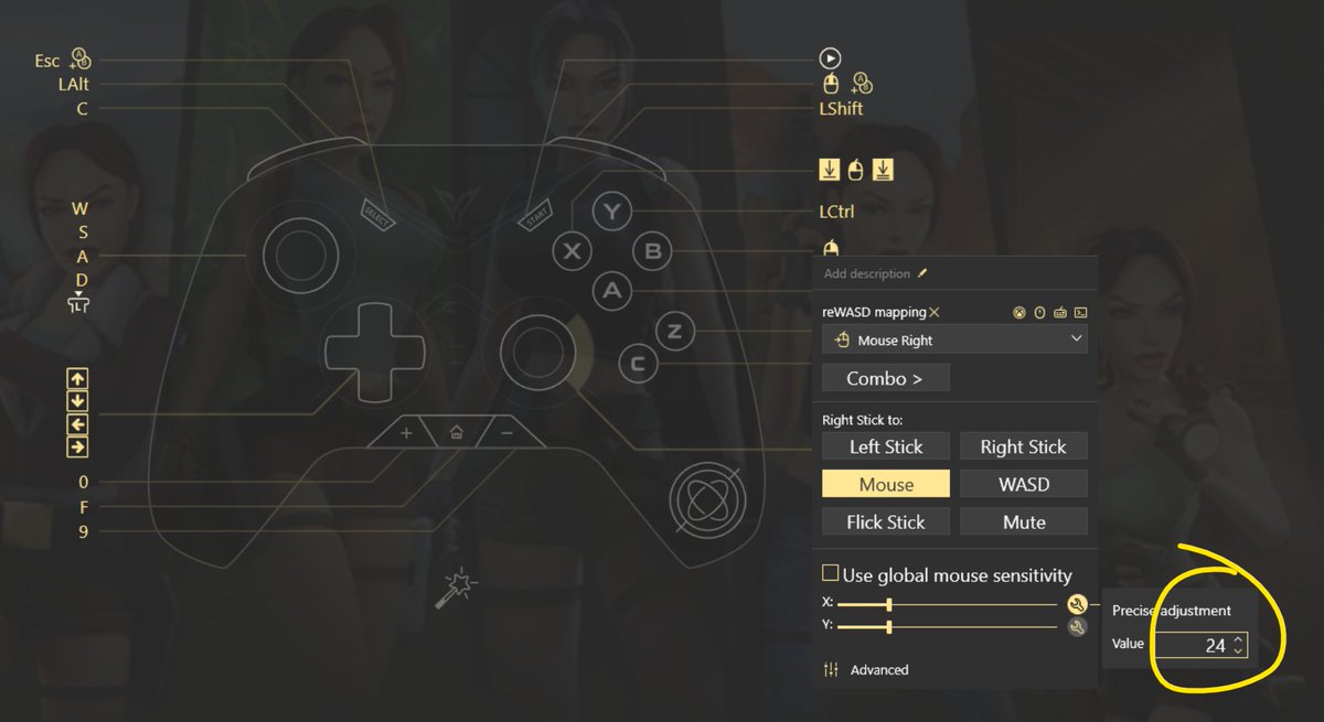 DarioMac's tweet image. A small tweak to the mouse speed on the right analogue stick has made AoD Lara feel just as agile as 1-5 Lara 🙌
#TombRaiderRemastered #rewasd