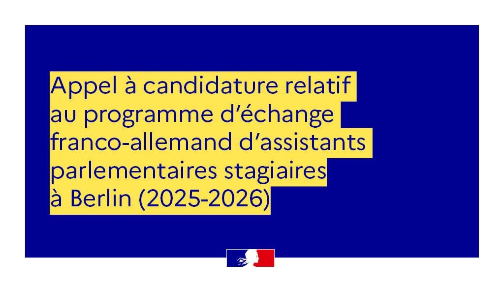 Ministère Enseignement supérieur et Recherche (@sup_recherche) on Twitter photo 📢 Appel à candidatures pour le programme d’échange franco-allemand d’assistants parlementaires stagiaires : effectuez un séjour études à <a href="/HumboldtUni/">Humboldt-Universität zu Berlin</a> et un stage auprès d’un parlementaire allemand au <a href="/Bundestag/">Deutscher Bundestag</a>
🗓️ Date limite : 13/03
👉 swll.to/7i0qC4g 📢 Appel à candidatures pour le programme d’échange franco-allemand d’assistants parlementaires stagiaires : effectuez un séjour études à <a href="/HumboldtUni/">Humboldt-Universität zu Berlin</a> et un stage auprès d’un parlementaire allemand au <a href="/Bundestag/">Deutscher Bundestag</a>
🗓️ Date limite : 13/03
👉 swll.to/7i0qC4g
