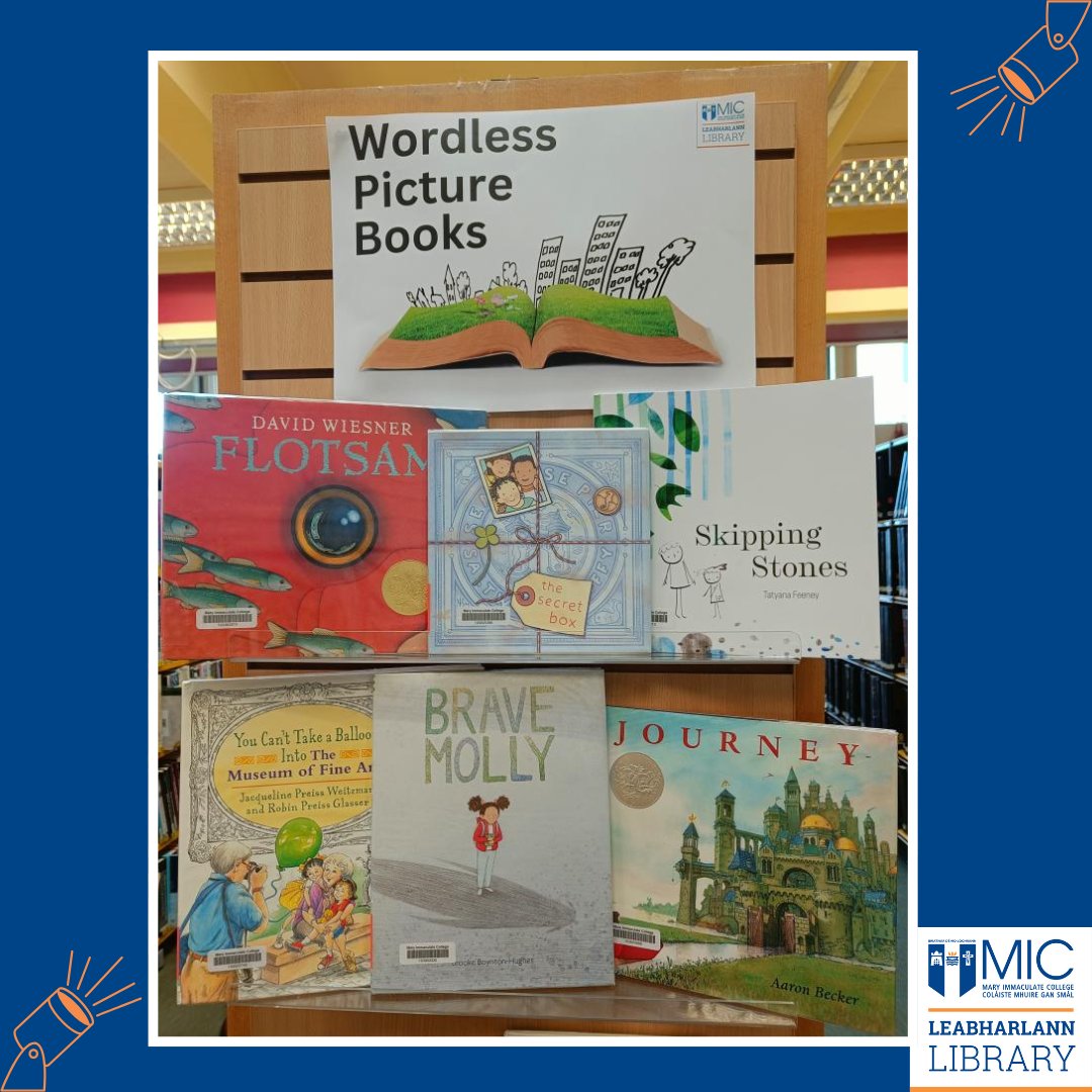 miclibraries's tweet photo. Wordless Picture Books help to develop literacy skills and boost creativity. Check out our display in the Junior Library.
More picture books can be found in our online Junior Books Subject Guide: https://t.co/SpunJQdDoc
#miclimericklibrary #wordlesspicturebooks #juniorlibrary https://t.co/cSdsRfZ07T