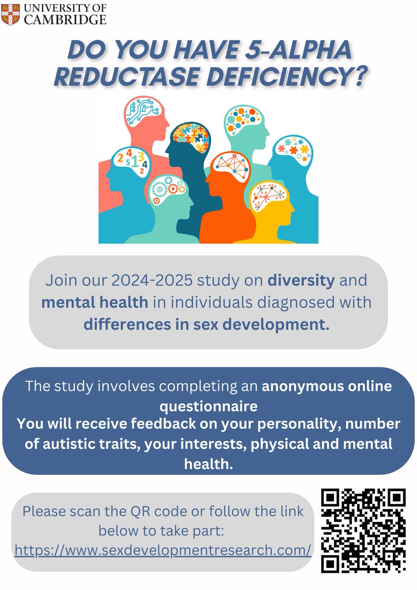 Do you have #5alphaReductaseDeficiency / #5ARD? Complete our online survey on diversity and mental health support needs here sexdevelopmentresearch.com