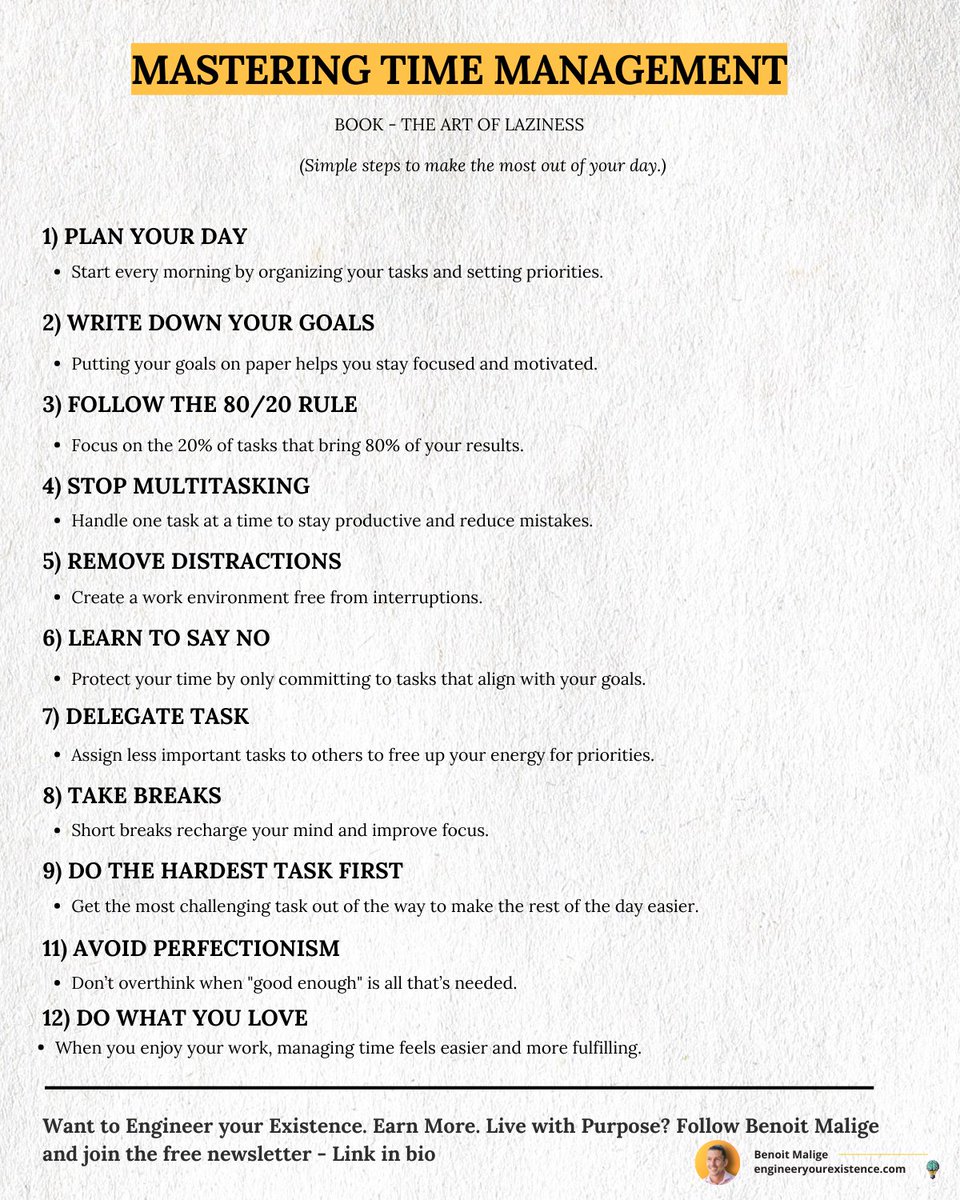Time is your most valuable resource, and how you use it determines your success. 

The key to getting more done isn’t working harder—it’s working smarter. 

By focusing on the right tasks and eliminating distractions, you can achieve more with less effort.  

Here are simple ways
