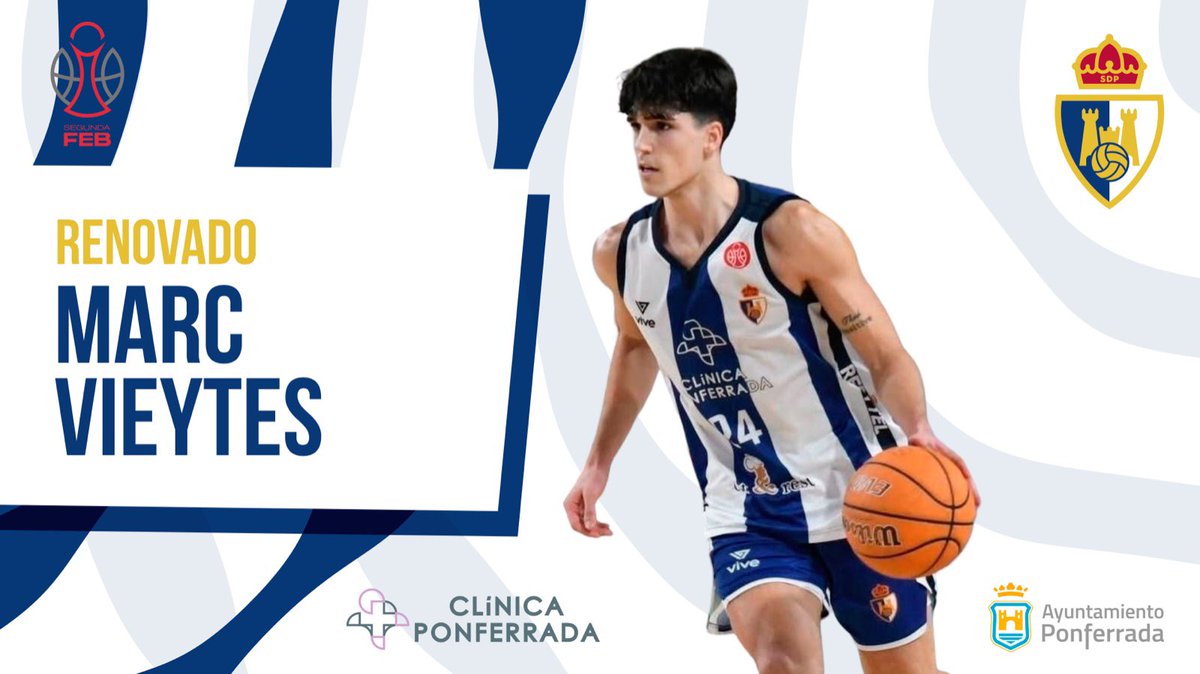 🚨 OFICIAL | #MarcVieytes2026 🚨

🏀 Marc Vieytes, renueva con el Clínica Ponferrada SDP para la temporada 2025/2026.

💪 El joven jugador gironí será la primera pieza del equipo de cara a la próxima temporada.

🔗👉 ciudaddeponferrada.com/marc-vieytes-r…

#SoñarMásAlto #SomosSDP
