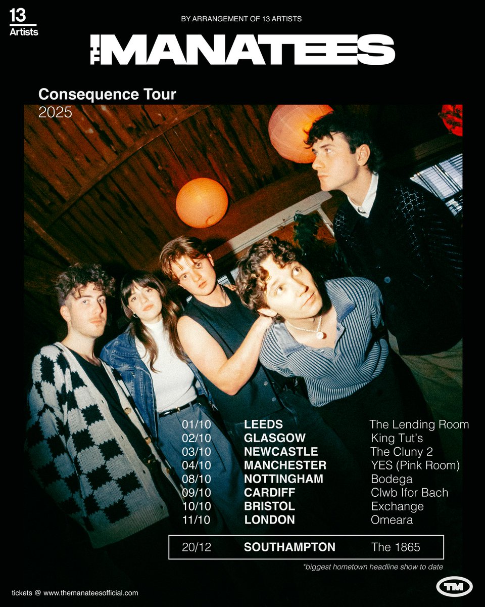 WE’RE GOING ON TOURRRR!! 🖤 Tickets for all shows go on sale at 10am tomorrow, but our mailing list can access a limited pre-sale for our BIGGEST EVER headline show in Southampton this December (as well as free merch!!). Sign up through the link:

linktr.ee/themanateesoff…