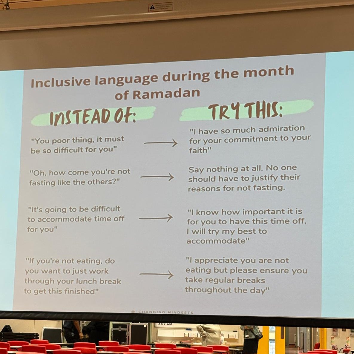 At staff inclusion briefing this morning we looked at #inclusivelanguage during the month of #Ramadan, really inspiring. Thank you Ms Ahmed. #explore #dream #discover #deptford #lewisham