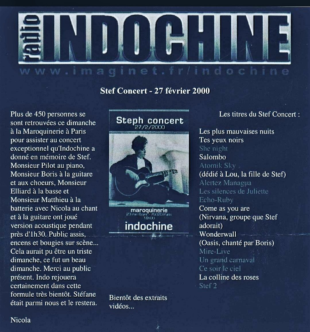 indoboy45's tweet image. Steph Concert
Paris La Maroquinerie 27.02.2000
#indochine