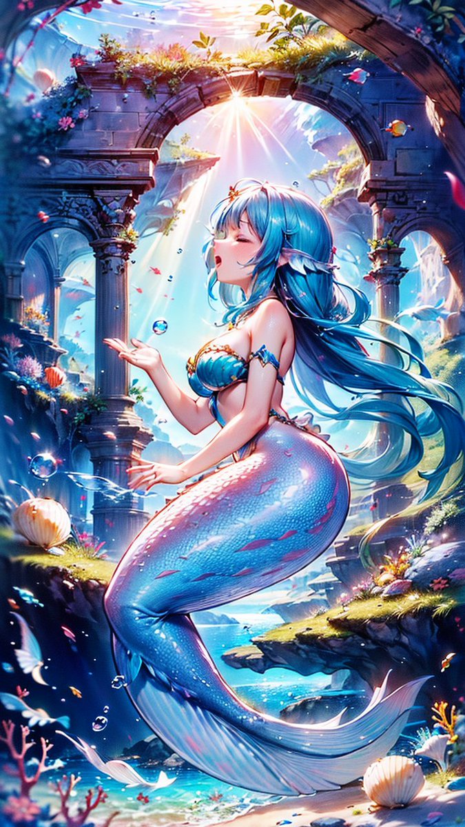 Ranuret's tweet image. 「海底の歌姫」
#AI画像生成 #画像生成AI #Stable_Diffusion #AI美女