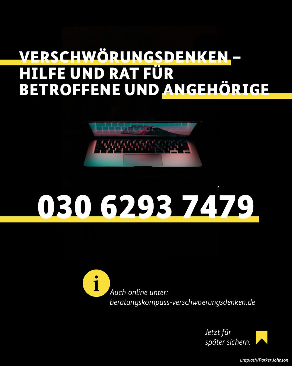 Bundesministerium des Innern und für Heimat (@bmi_bund) on Twitter photo Start der bundesweiten Anlaufstelle „Beratungskompass Verschwörungsdenken“: Betroffene und ihr Umfeld erhalten online und telefonisch eine vertrauliche Beratung im Themenfeld Verschwörungsdenken.
<a href="/VPNderad/">Violence Prevention Network: @vpnderad.bsky.social</a> <a href="/AmadeuAntonio/">Amadeu Antonio Stiftung</a> @BMFSFJ Start der bundesweiten Anlaufstelle „Beratungskompass Verschwörungsdenken“: Betroffene und ihr Umfeld erhalten online und telefonisch eine vertrauliche Beratung im Themenfeld Verschwörungsdenken.
<a href="/VPNderad/">Violence Prevention Network: @vpnderad.bsky.social</a> <a href="/AmadeuAntonio/">Amadeu Antonio Stiftung</a> @BMFSFJ