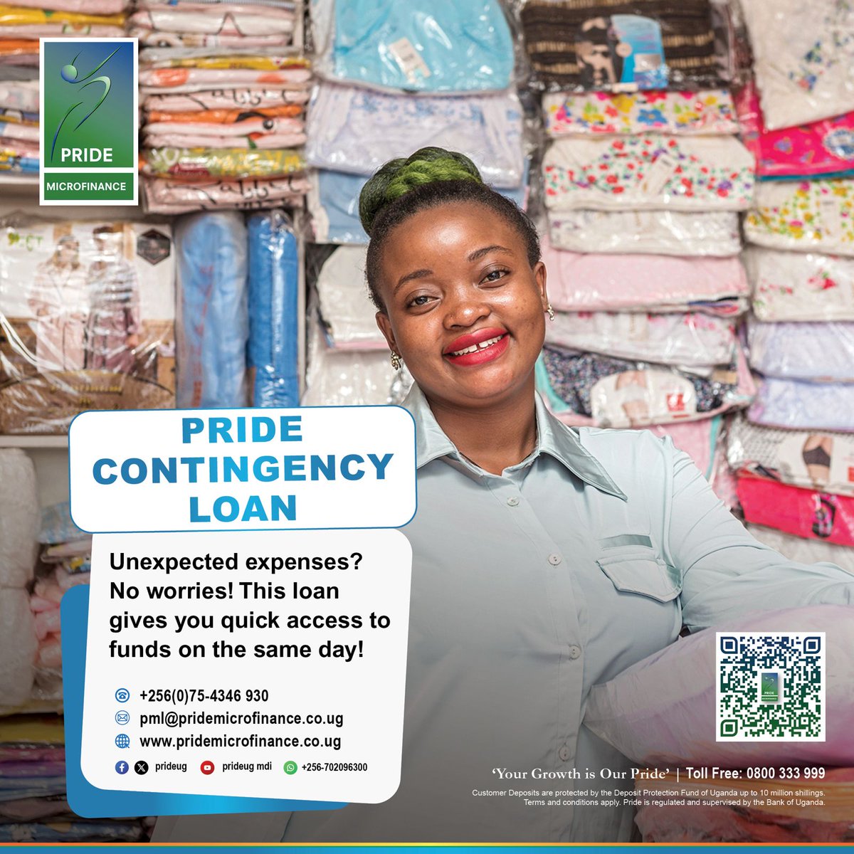 pridebankltd's tweet image. With the Pride Contingency loan, our existing customers can access up to UGX 10 million for emergencies that may arise in business! 

Visit any of our locations to get this loan or call our Toll-free line 0800 333 999 for more information. 

#PrideCatchup #Contingency…