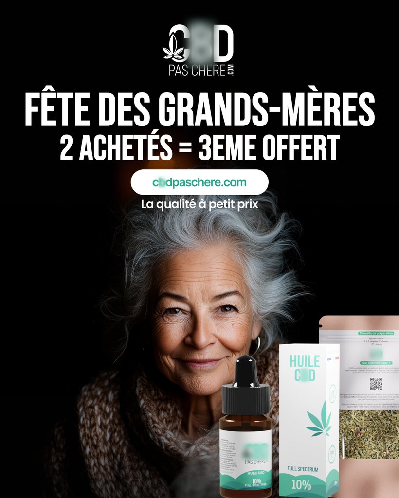 cbdpaschere's tweet photo. 👵🌿 MAMIE VA ÊTRE AU MAX ! 🌿👵
C’est bientôt la Fête des Grands-Mères, et cette année, on l’équipe pour qu’elle chill comme jamais ! 😎
💥 2 achetés = le 3ème OFFERT sur :
☕ Les tisanes détente
💧 Les huiles bien-être
📅 Dispo sur https://t.co/lgbxrkOOsq
#CbdPasChere https://t.co/z0eYD2hzPe