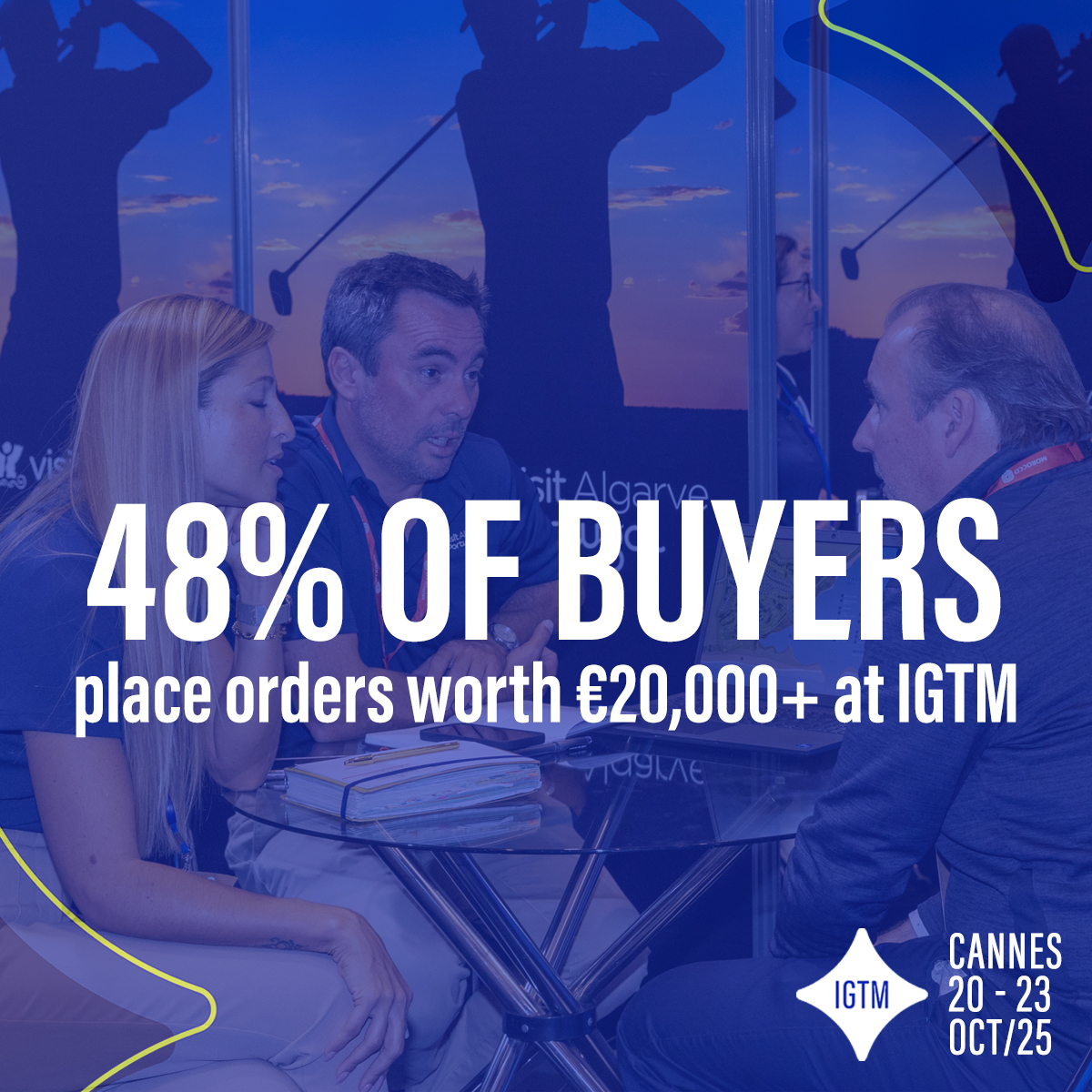Did you know... 🤔

Almost half of the buyers that attend IGTM place an order worth over €20,000 during the week of the show?! 🤯

Don't miss out on attending this year's show and open your business to endless opportunities.

Enquire now: ow.ly/mSBJ50V7wpY