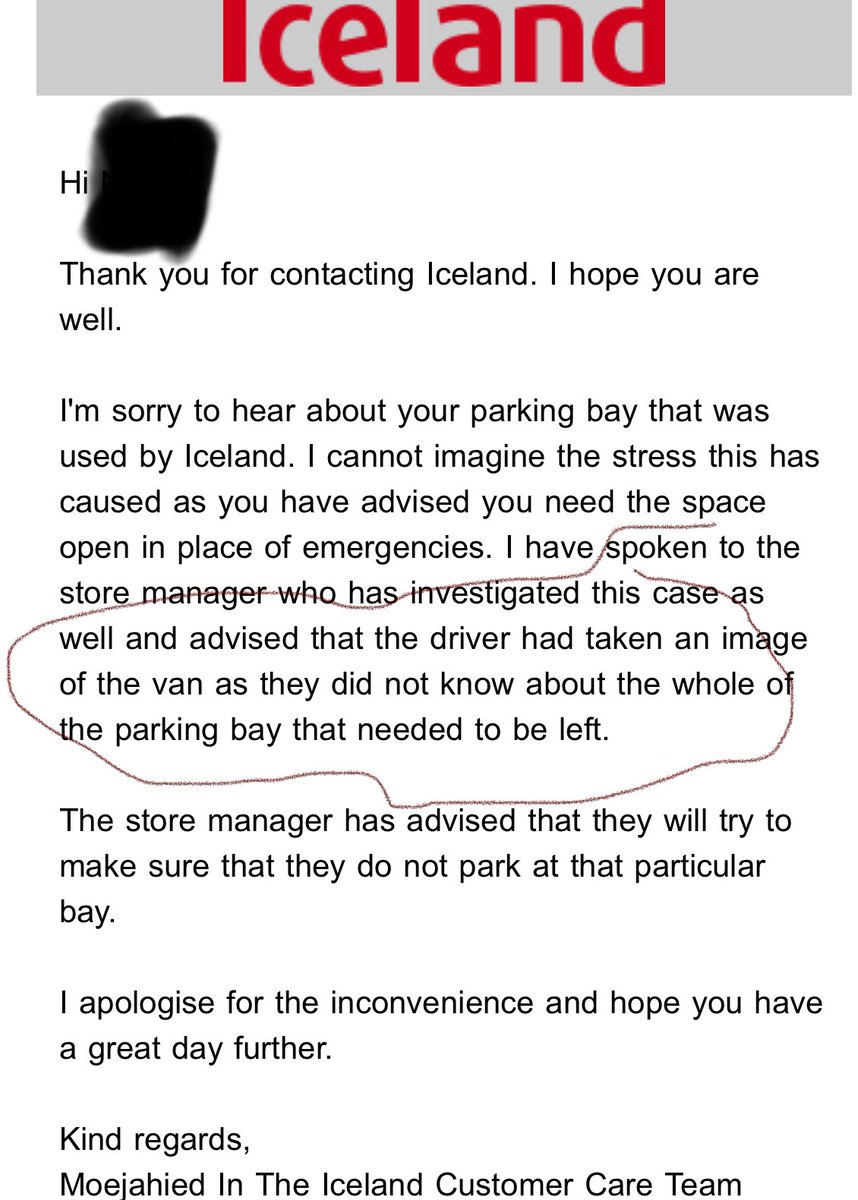 jazzcellist's tweet photo. @IcelandFoods I have it on CCTV, me telling your driver he was parked in my disabled parking bay. I also have it on cctv me pleading with him to move &amp; him saying NO &amp; carrying on working. I don’t appreciate you lying. Shame on you. Shame on you. https://t.co/8UOKhHvTwb