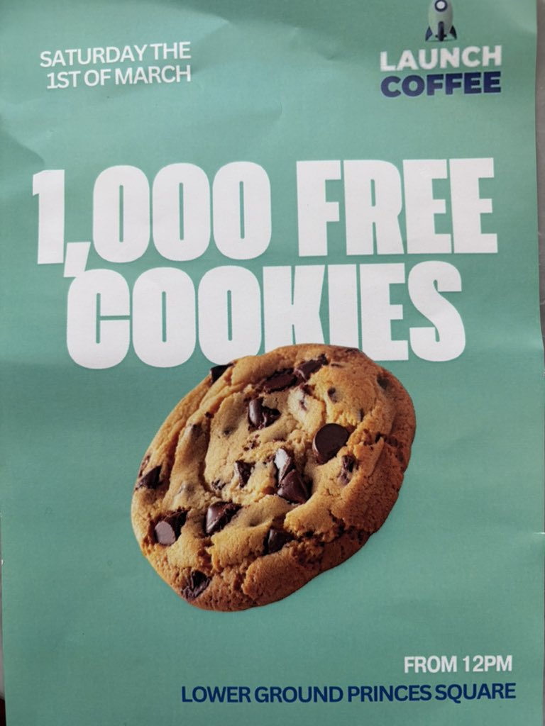 🍪🍪🍪 Very exciting event if you’re in town on Saturday! 🍪🍪🍪 Saturday 1st March 📆 Launch Coffee in Princes Square 📍