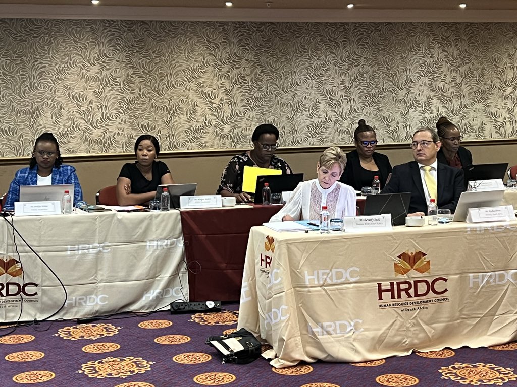 The HRDC EXCO meets today for the first time after being appointed to serve in the HRDC for term 2024-2029.

EXCO is Co-Chaired by Dr Thembi Xaba, representing Organised business and Mr Duncan Luvuno, representing Organised labour.

#HRDCEXCO
#Skillsdevelopment