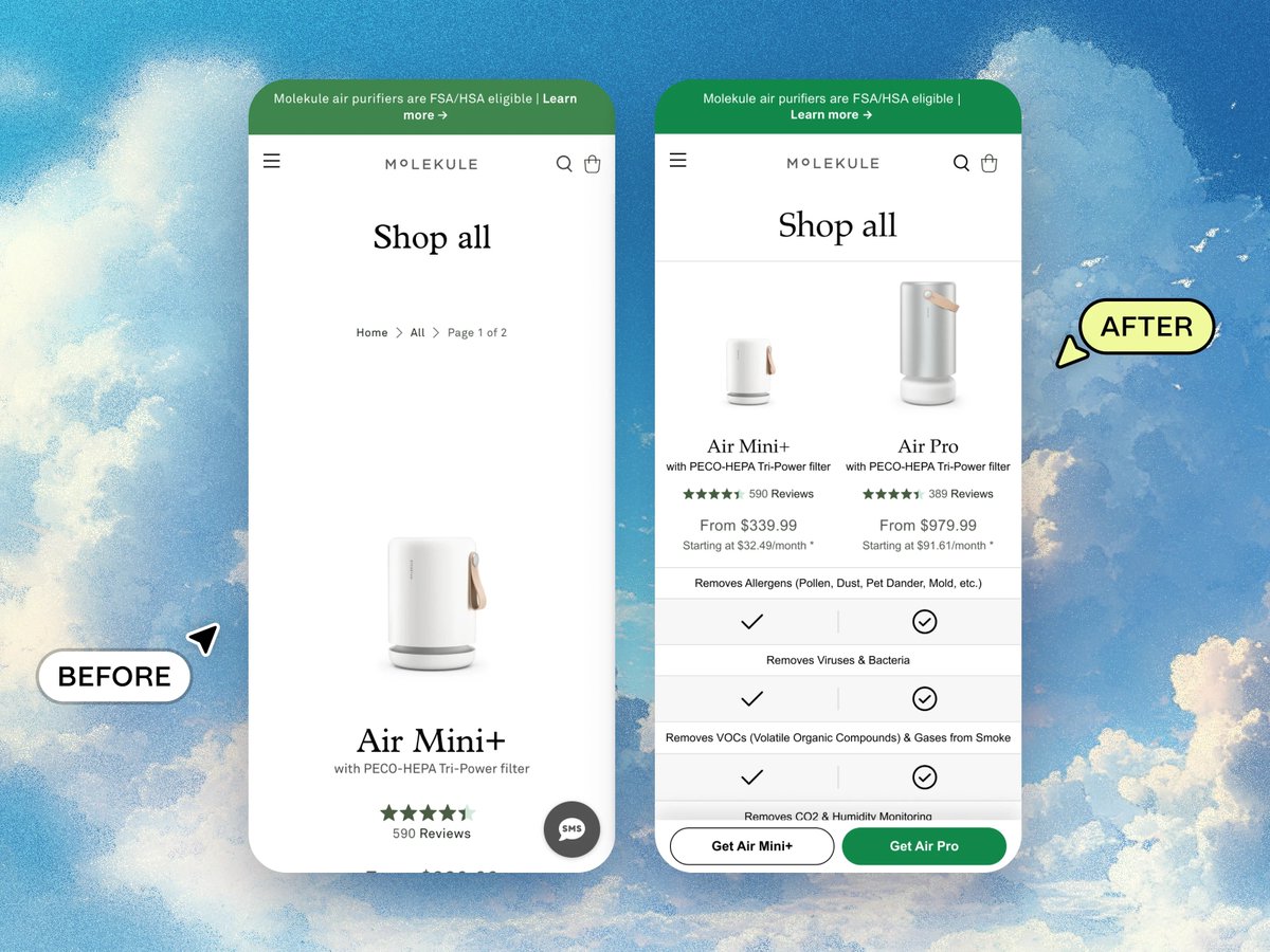 stavinchuk's tweet image. A small tweak that can boost conversions.

If your collection page has only 2 products, don’t just display them—compare them.

✅ Less friction
✅ Easier decisions
✅ More sales

#landingpages #CRO #ecom