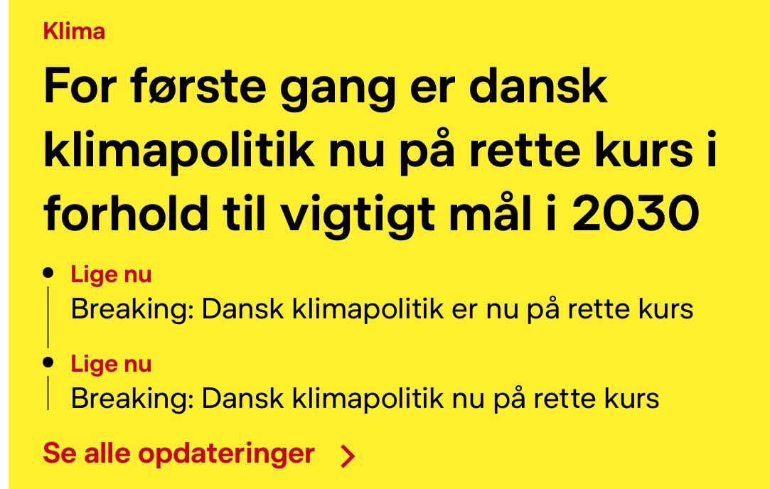 Klimarådet siger det meget godt: “En succeshistorie i en verden af dystre klimanyheder” 👍

Det er nu anskueliggjort, at Danmark vil nå de ambitiøse klimamål i 2030. Og at vi når det, der var sat for 2025. 

Arbejdet fortsætter med implementering, men mellemtiden er god! #dkpol