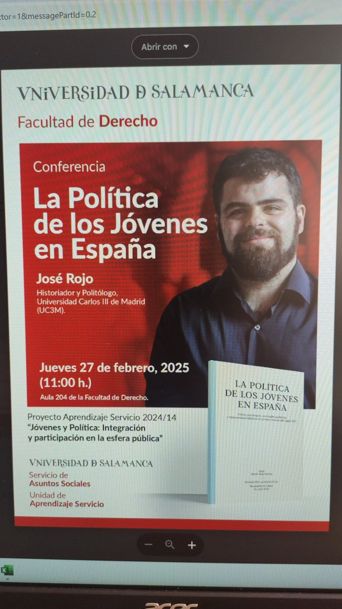 Araceli Mateos (@a_mateos_d) on Twitter photo Estupenda conferencia de José Rojo <a href="/jrrojop/">Jose Rojo</a> sobre La política de los Jóvenes en España <a href="/usal/">Universidad de Salamanca</a> <a href="/cpa_usal/">Ciencia Política USAL ℹ</a> <a href="/sas_usal/">Servicio de Asuntos Sociales USAL</a> #ApS #aprendizajeservicio
Proyecto ApS 2024/14 Estupenda conferencia de José Rojo <a href="/jrrojop/">Jose Rojo</a> sobre La política de los Jóvenes en España <a href="/usal/">Universidad de Salamanca</a> <a href="/cpa_usal/">Ciencia Política USAL ℹ</a> <a href="/sas_usal/">Servicio de Asuntos Sociales USAL</a> #ApS #aprendizajeservicio
Proyecto ApS 2024/14