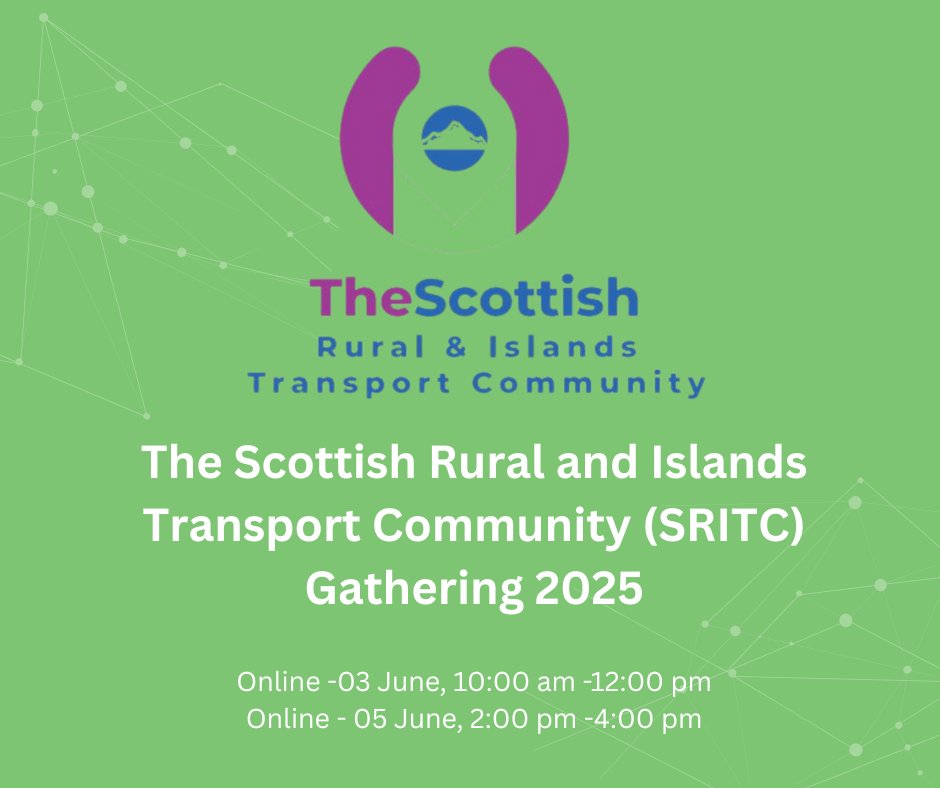 Scottish Rural Network (@scotruralnet) on Twitter photo The <a href="/wearesritc/">SRITC</a> Gathering 2025 is happening online this June! Join them for insightful sessions on rural & island transport, with global speakers, interactive discussions & minimal PowerPoints!➡️tinyurl.com/dutz4cu2
<a href="/transcotland/">Transport Scotland</a> <a href="/SP_NetZero/">Net Zero, Energy and Transport Committee</a> <a href="/ScotRuralAction/">Scottish Rural Action</a> <a href="/RuralPolicySRUC/">Rural Policy Centre</a> The <a href="/wearesritc/">SRITC</a> Gathering 2025 is happening online this June! Join them for insightful sessions on rural & island transport, with global speakers, interactive discussions & minimal PowerPoints!➡️tinyurl.com/dutz4cu2
<a href="/transcotland/">Transport Scotland</a> <a href="/SP_NetZero/">Net Zero, Energy and Transport Committee</a> <a href="/ScotRuralAction/">Scottish Rural Action</a> <a href="/RuralPolicySRUC/">Rural Policy Centre</a>