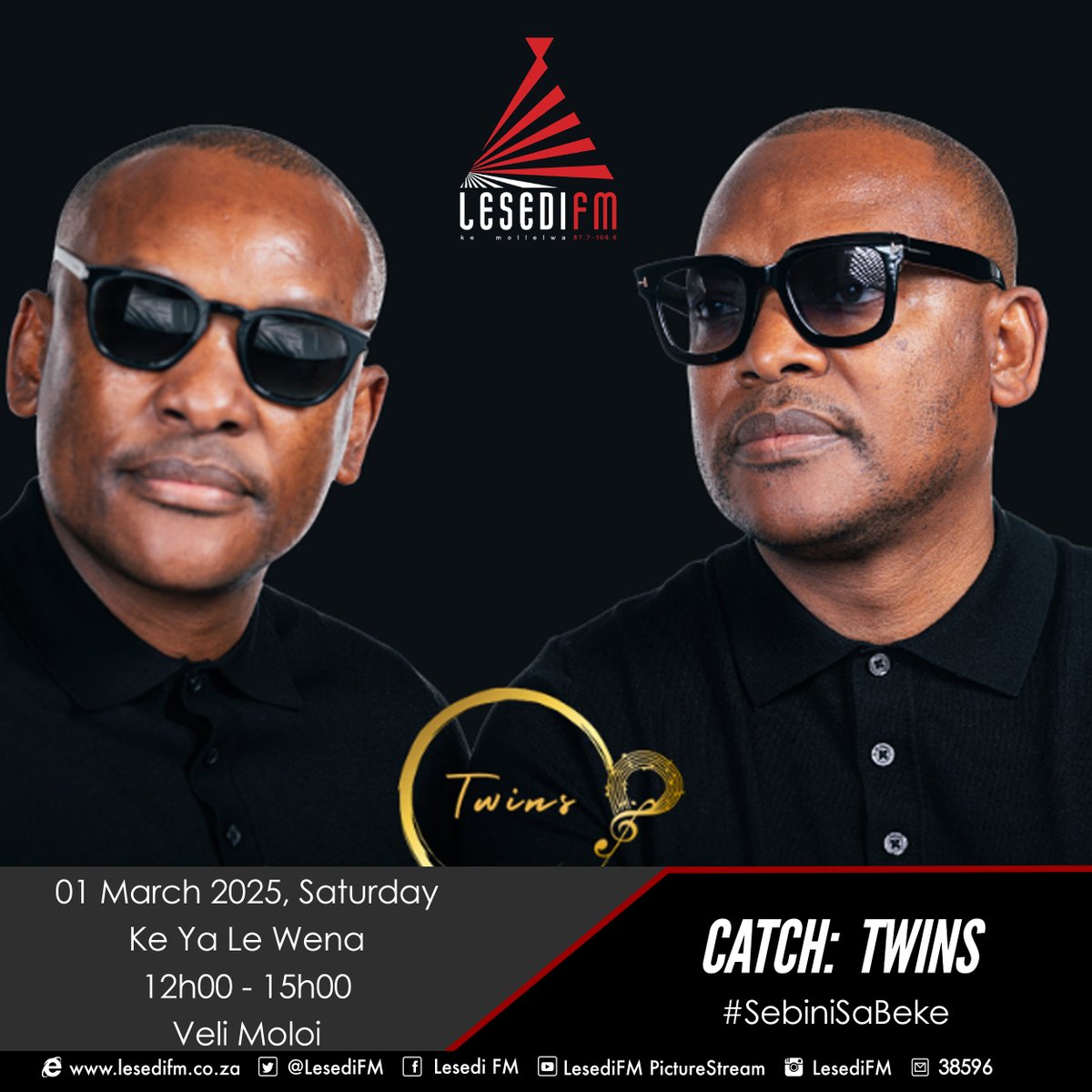 LesediFM's tweet photo. Moqebelo ho #KeYaLeWena Veli Moloi o buisana le #SebiniSaBeke TWINS...MAMELA RADIO! https://t.co/UVkHfrdFkE
