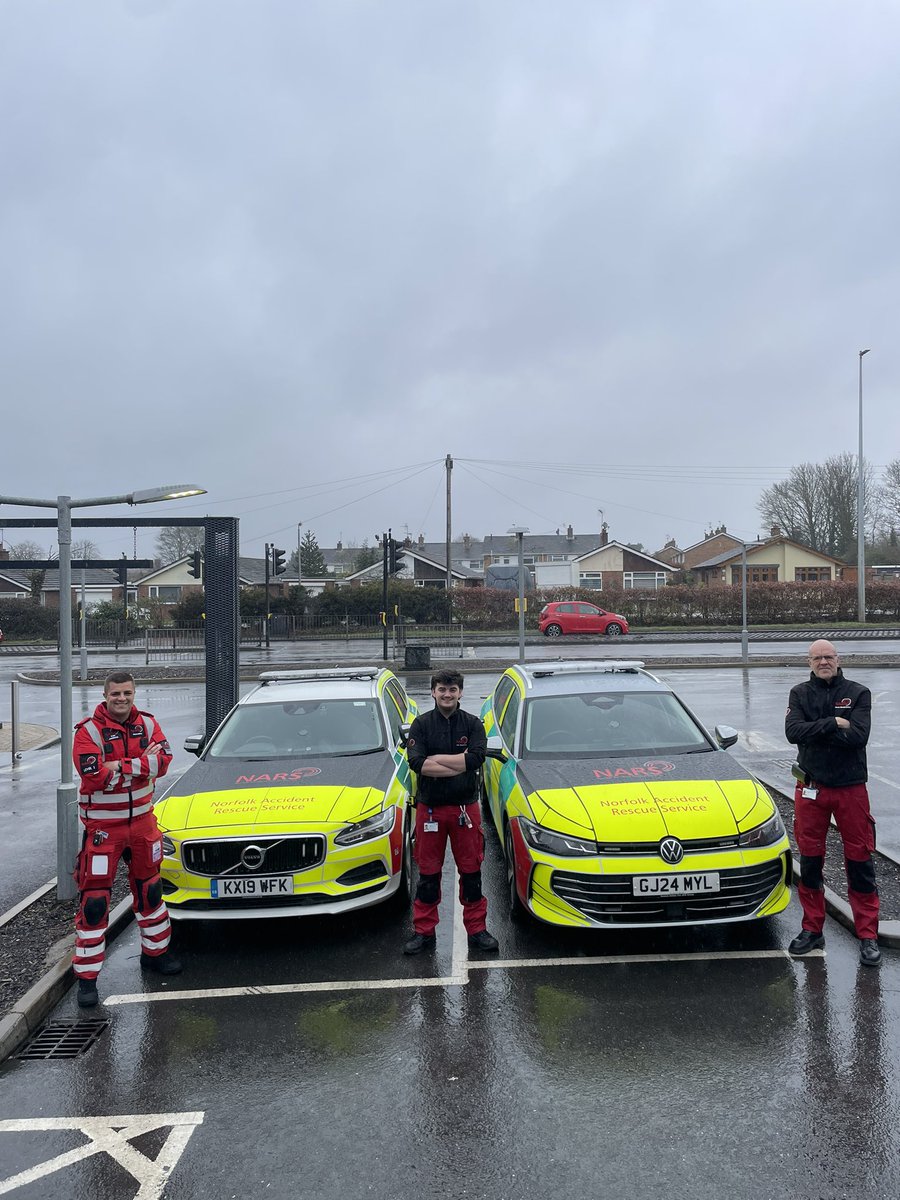 Today we have three separate NARS teams on. Pictured is Paramedic Tom and First Responders Joe C &amp; Chris who met for a ☕️ between 999 calls. Additional Critical Care Paramedic Alex is also booked on and was tasked at the start of this shift to a call. #TeamNARS