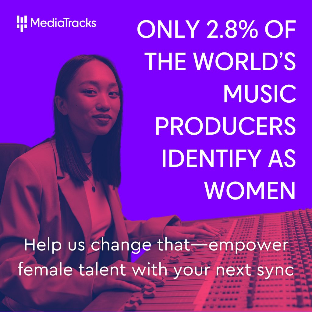 Only 2.8% of music producers worldwide identify as female. Let’s change that. By licensing music from MediaTracks, you’re helping empower female producers and composers—one track at a time 🎧 x.com/messages/compo…