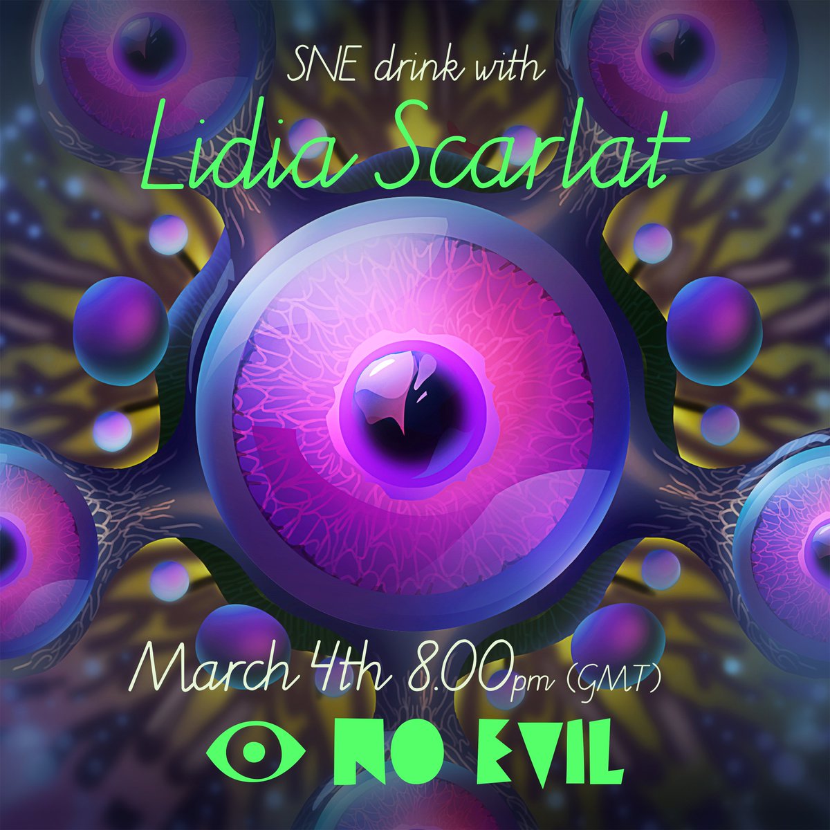SNE Drink with <a href="/scarlatlidia/">Lidia Scarlat</a>. 
When: 8pm (UK) Tuesday 4th March
Where: youtube.com/watch?v=O0qn6y…