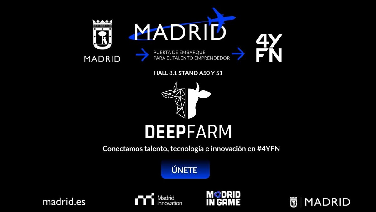 DeepFarmTech's tweet image. ¡DeepFarm estará el 3 de Marzo en Barcelona para el @4YFN_MWC, en el #MWC25!

📍 4YFN - Mobile World Congress
📅 3 de marzo de 2025
📍 Hall 8.1, Stand A50 y A51
🎤 Pitching Hall - 17:00 h

¡Descubre cómo la tecnología transforma la ganadería!
Gracias a @iLABMadrid y @madridinnova