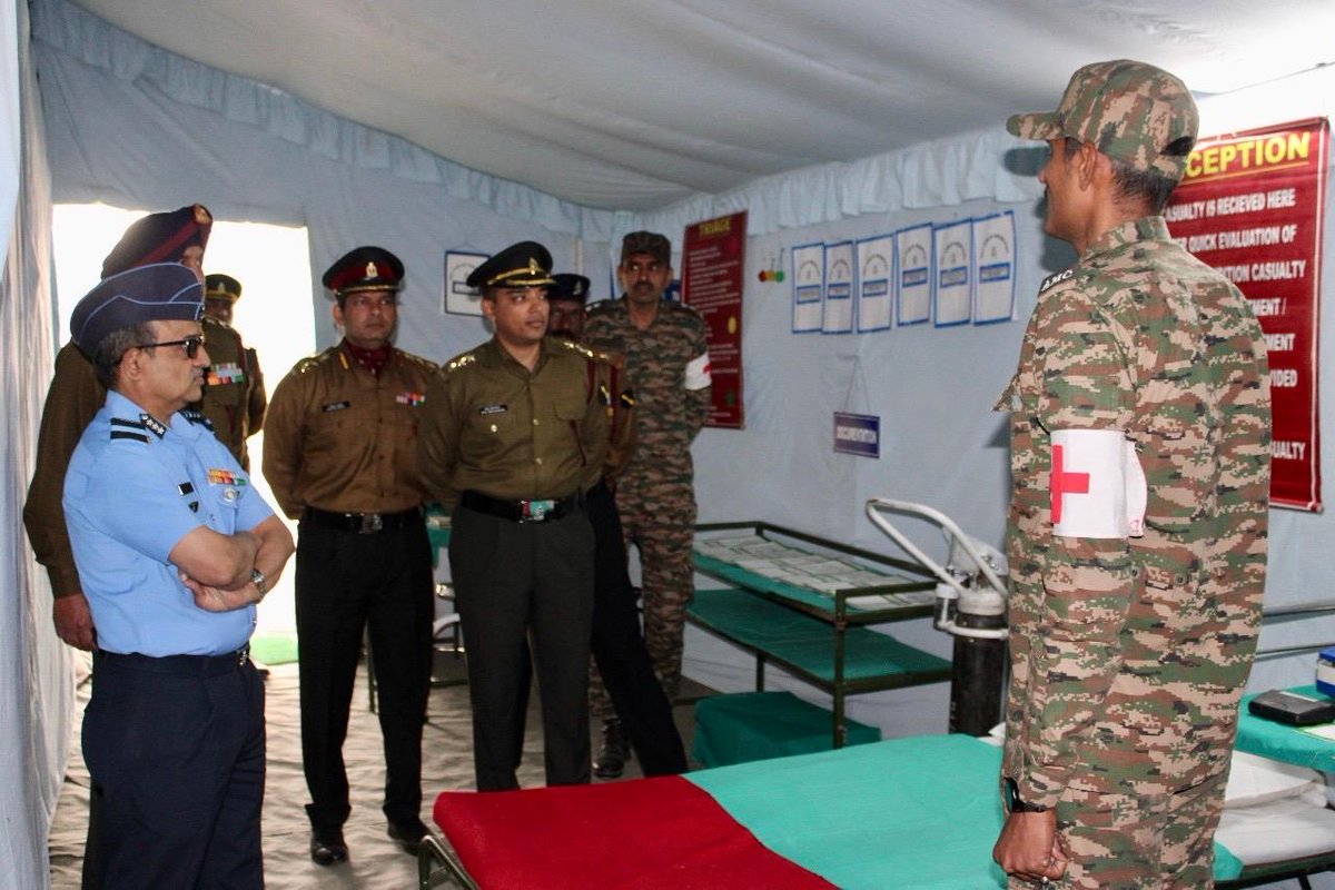 HQ_IDS_India's tweet image. Air Marshal MS Sridhar, Deputy Chief  (Med) #HQ_IDS visited 159 General Hospital and 307 Field Hospital to assess their #OperationalReadiness.
During his visit, DCIDS Med reviewed the Disaster Management preparedness of 159 General Hospital and  the #CBRN preparedness of Quick…