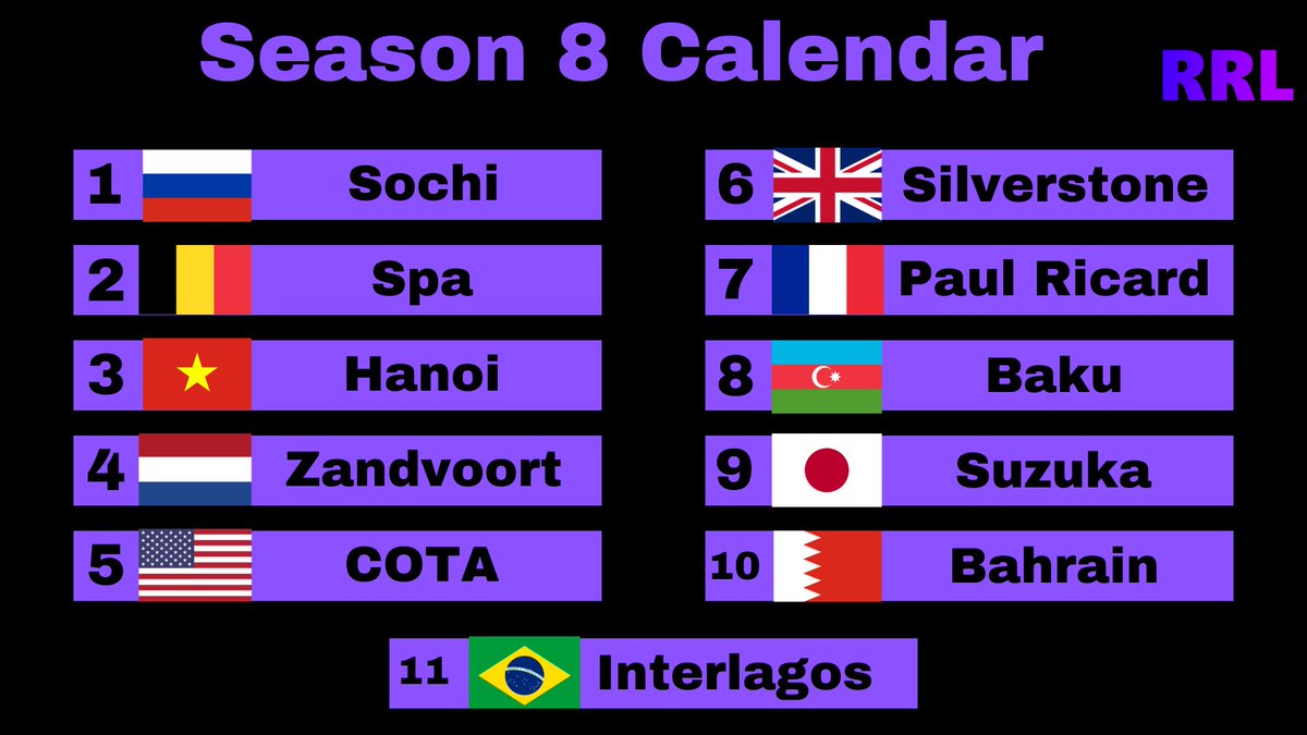 In the past, i ran a Realistic performance racing league on Sundays at 7:30PM UK.

It's being brought back for one more season on F1 2020, starting on the 6th of April. And this is the calendar

We're looking for drivers, commentators and team principals: 
discord.gg/FFz3cXDqs4