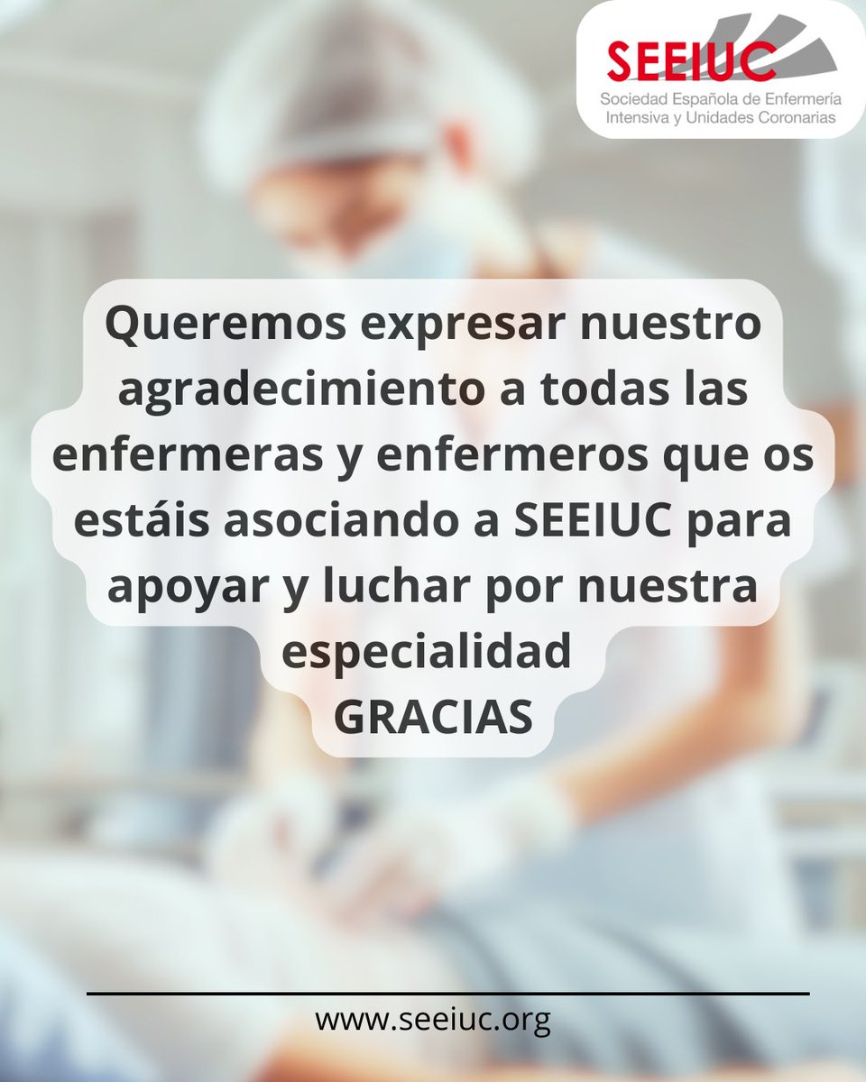 📢 ¡Tu apoyo es clave! 💙💚🏥

Agradecemos a todas las enfermeras y enfermeros que os estáis asociando a SEEIUC. Gracias a vuestro respaldo, podemos seguir luchando por el reconocimiento de la especialidad en cuidados críticos 👩‍⚕️👨‍⚕️💪 
#EnfermeríaCríticos 
#EnfermeriaIntensiva