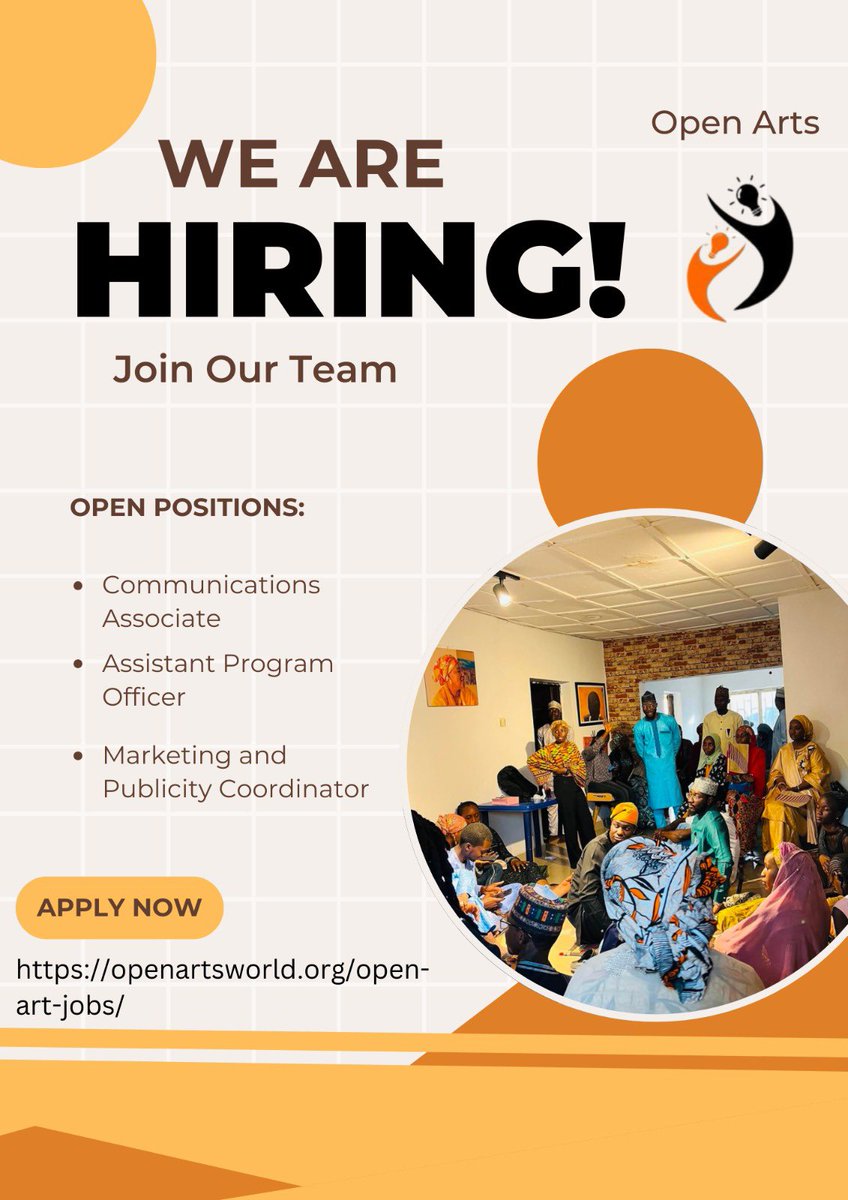 OpenArts_'s tweet image. 🚨 We’re hiring! 🚨 Join our team and help shape the future of arts development. If you’re passionate about creativity and community, we want to hear from you! Apply now! #JobOpening #ArtsDevelopment #JoinOurTeam