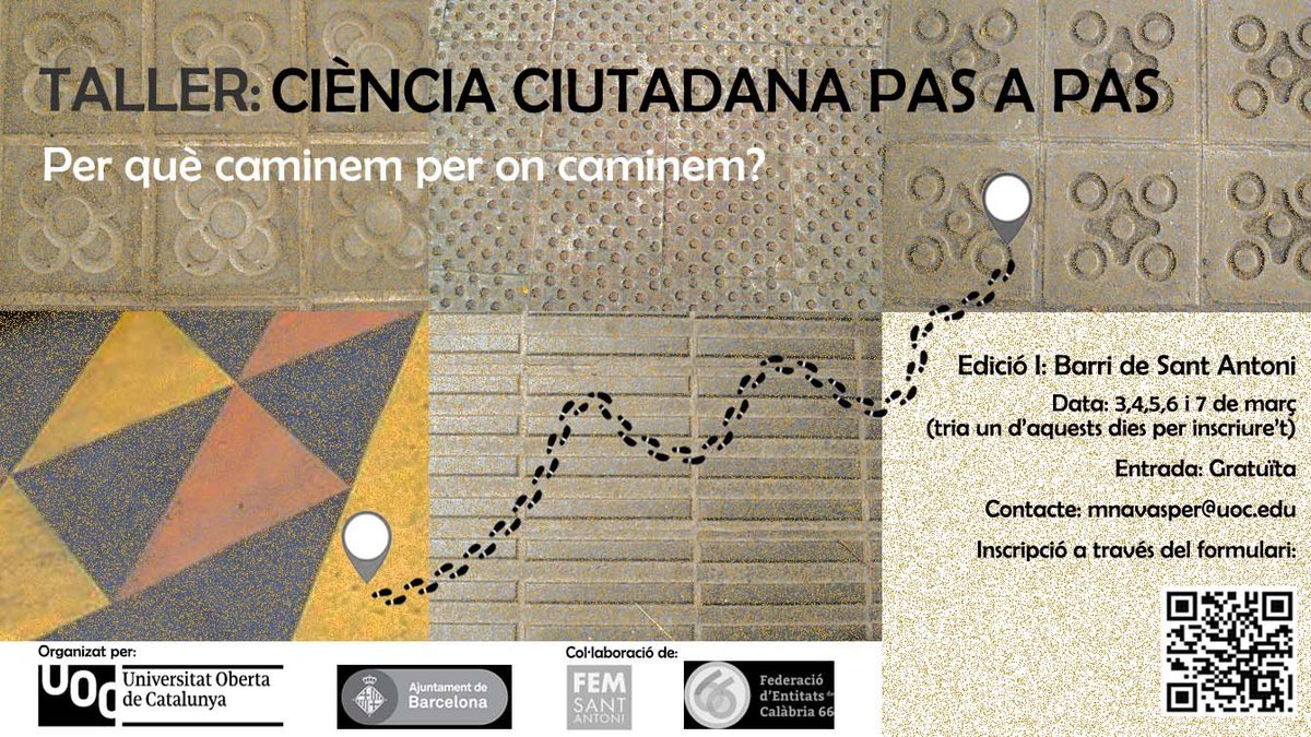 Gabriela Navas (@gabriela_navasp) on Twitter photo 📣Últimes places!
👣Passeig-tastet al barri de Sant Antoni.
👉Participa com a voluntari/ària i gaudeix d'una degustació en finalitzar la ruta.
✍️Inscriu-te (3-7 març) al formulari: forms.gle/y44dkknBhmFgPo…
<a href="/TURBA_IN3/">TURBA lab IN3/UOC</a> <a href="/calabria_66/">Federació d'Entitats Calàbria 66</a> <a href="/FemSantAntoni/">Fem Sant Antoni</a> <a href="/in/">📢🙋♂️Concerned</a> 📣Últimes places!
👣Passeig-tastet al barri de Sant Antoni.
👉Participa com a voluntari/ària i gaudeix d'una degustació en finalitzar la ruta.
✍️Inscriu-te (3-7 març) al formulari: forms.gle/y44dkknBhmFgPo…
<a href="/TURBA_IN3/">TURBA lab IN3/UOC</a> <a href="/calabria_66/">Federació d'Entitats Calàbria 66</a> <a href="/FemSantAntoni/">Fem Sant Antoni</a> <a href="/in/">📢🙋♂️Concerned</a>