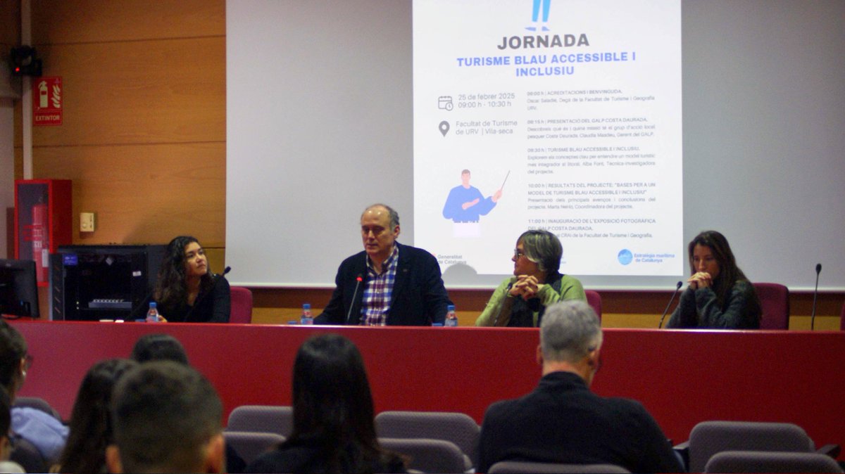 icleaturv's tweet photo. 📍 Aquesta setmana hem celebrat la Jornada de Turisme Blau, Accessible i Inclusiu amb #GALPCostaDaurada

🔹 El degà de la @ftgURV, Óscar Saladié, ha remarcat la importància d'aquestes iniciatives.
🔹 Claudia Masdeu (GALP Costa Daurada) ha presentat l'entitat i la seva missió. ⬇️ https://t.co/WJM6jRCI5i