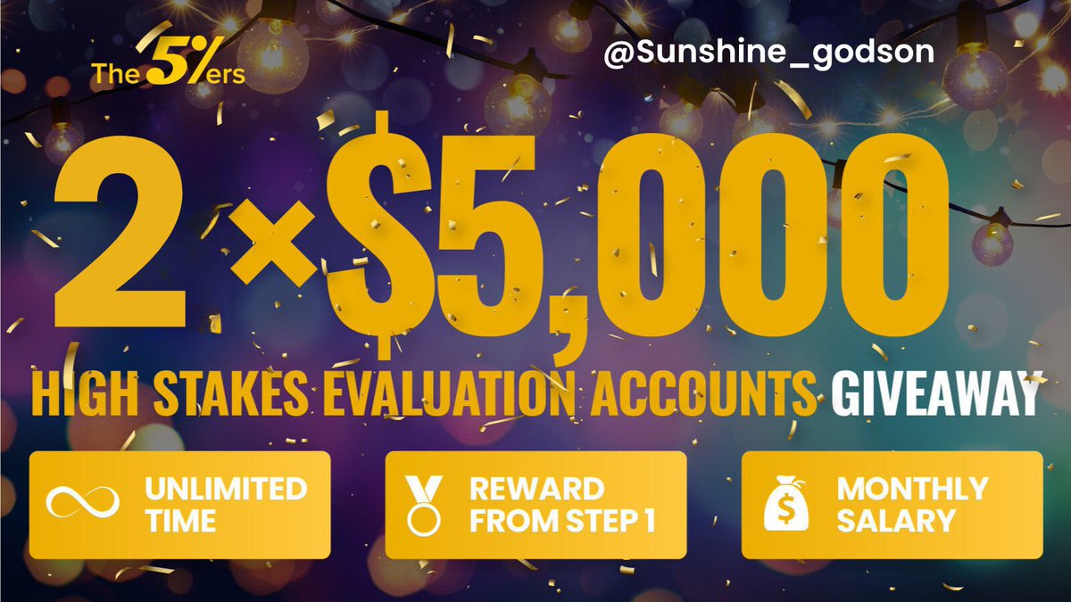 Sunshine_godson's tweet image. 🎁2X5k Giveaway🎁

✅Follow @the5erstrading, @MasteriskLive @Sunshine_godson 
2. Like , Retweet , Tag 3 friends!

3. Like &amp;amp; repost The5ers pinned post: x.com/the5erstrading…

4. Vote us on Prop Firm Match: propfirmmatch.com/favorite-firms
5. Signup with 5ers - the5ers.com