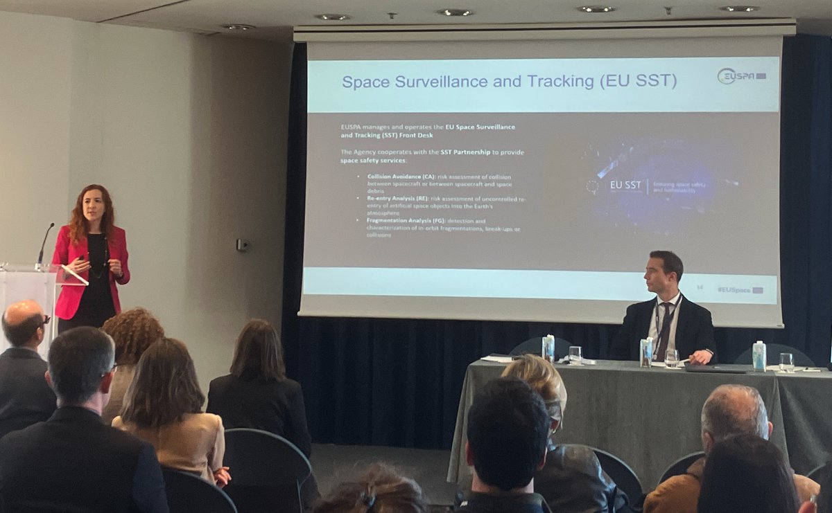 At the Satellite-Based Services for Disaster Risk Management event in Barcelona, Christina Giannopapa from EUSPA presented #EUSST, its services and architecture, highlighting the importance of Space Situational Awareness #EUSpace #SSA <a href="/IEEC_space/">Institut d'Estudis Espacials de Catalunya (IEEC)</a> <a href="/gencat/">Generalitat de Catalunya</a>