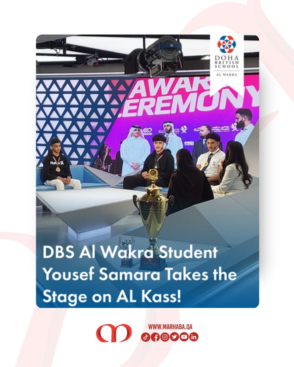 MarhabaQatar's tweet image. Doha British School&apos;s talented student, Yousef Samara was recently featured on Al Kass TV, celebrating his incredible achievement as the Qatar Private Schools E-Sport Champion!

#DBSWakra #ProudMoment #ESportChampion #AlKassTV @DBSWakra