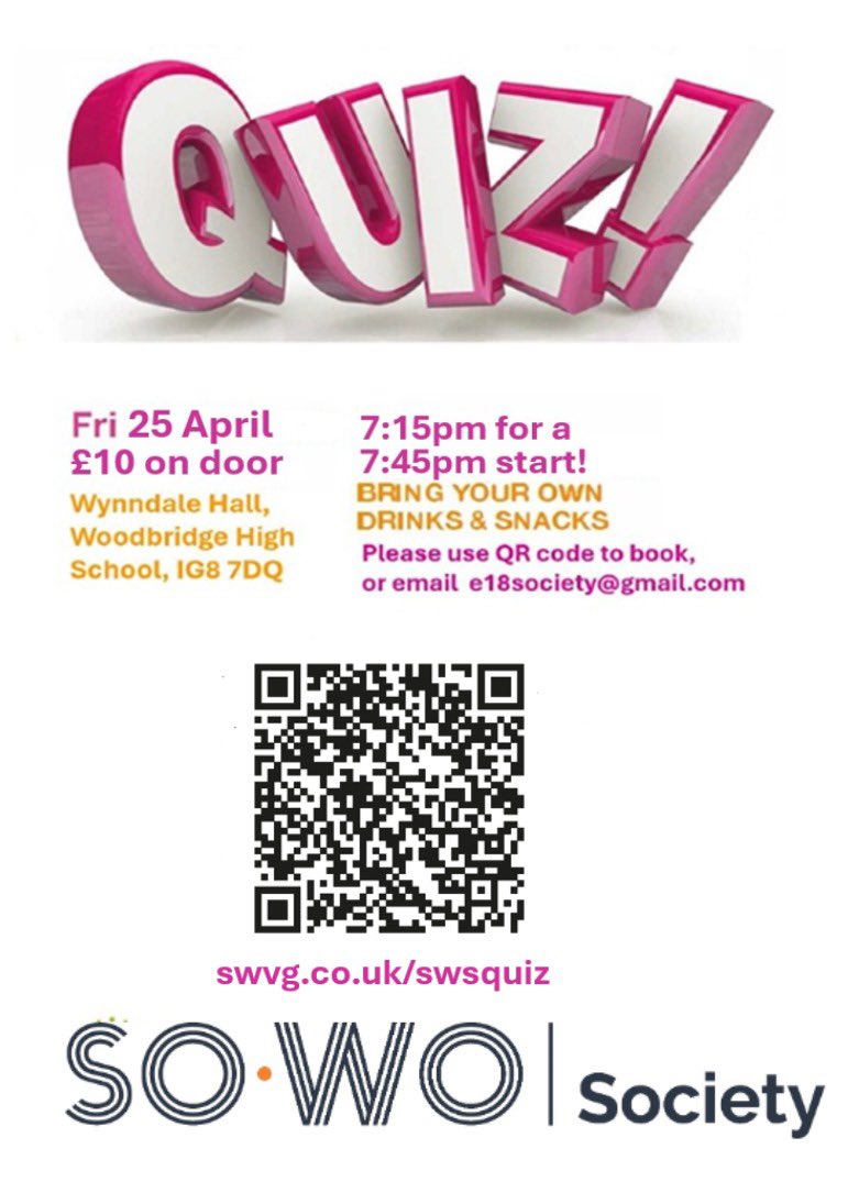 Join us for a fun evening  on 25th April as  <a href="/pankp007/">Pank</a> hosts another fab quiz at Woodbridge High School. Use QR code to reserve place! <a href="/southwoodfordvg/">South Woodford Village Gazette</a> <a href="/JoeHehir3/">Joe Hehir</a> <a href="/Beverley_E18/">Beverley_Brewer</a> <a href="/DoMoreRed/">Vision Redbridge Culture & Leisure</a> RT