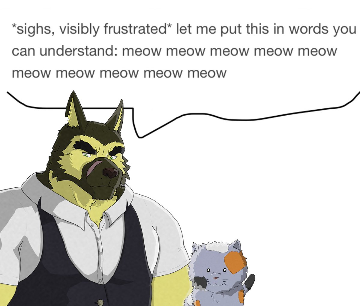 PocketRainMemes's tweet photo. Who'd a thunk that a dog like Jack would be fluent in cat :3 https://t.co/PvaUnyD8fo