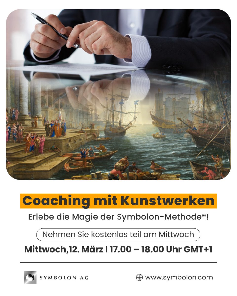 Symbolon-Coaching: Entfalten Sie Ihr Potenzial durch Kunst. 

Transformative Erkenntnisse, einzigartige Methode.

📅 Mittwoch, 12. März ⏰17:00 – 18:00 GMT+1
Nehmen Sie kostenlos teil!

👉 Weitere Informationen und Anmeldung: symbolon.com/events

 #coaching #coachingwithart