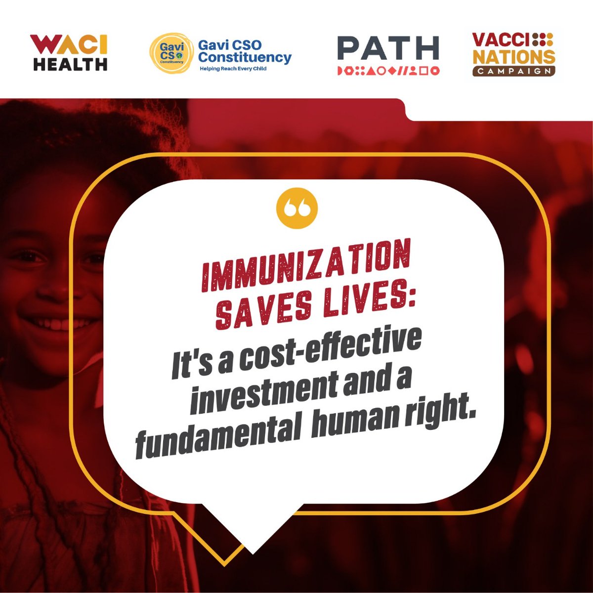 S.a.n.a.a. (@sanaaombima) on Twitter photo Millions of African children remain vulnerable to preventable diseases due to underfunded immunization programs. #TheVacciNationsCampaign #ImmunizationForAll
#Humanlypossible
<a href="/gavi_csos/">Gavi CSO Constituency</a> <a href="/WHOAFRO/">WHO African Region</a> <a href="/PATHtweets/">PATH</a> <a href="/WACIHealth/">WACI Health</a> Millions of African children remain vulnerable to preventable diseases due to underfunded immunization programs. #TheVacciNationsCampaign #ImmunizationForAll
#Humanlypossible
<a href="/gavi_csos/">Gavi CSO Constituency</a> <a href="/WHOAFRO/">WHO African Region</a> <a href="/PATHtweets/">PATH</a> <a href="/WACIHealth/">WACI Health</a>