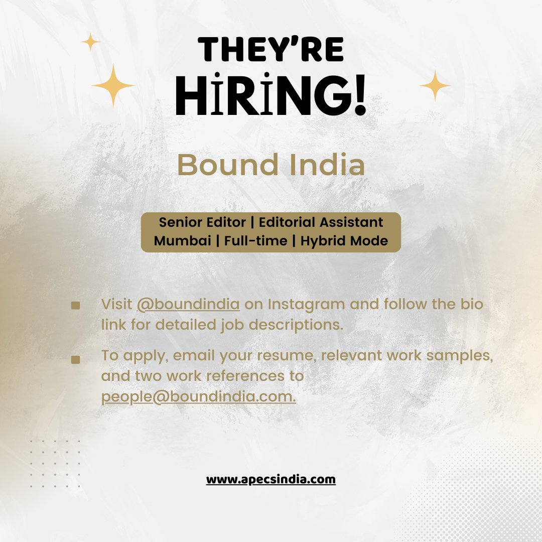 ApecsProjects's tweet image. Exciting Job Opportunities in the Cultural Sector! 📷📷
Explore the latest career opportunities in arts and culture, carefully curated to support your professional journey. 
#APECSIndia #CulturalCareers #ArtsAndHeritage #CreativeOpportunities #JobsInCulture #EmpoweringArtists