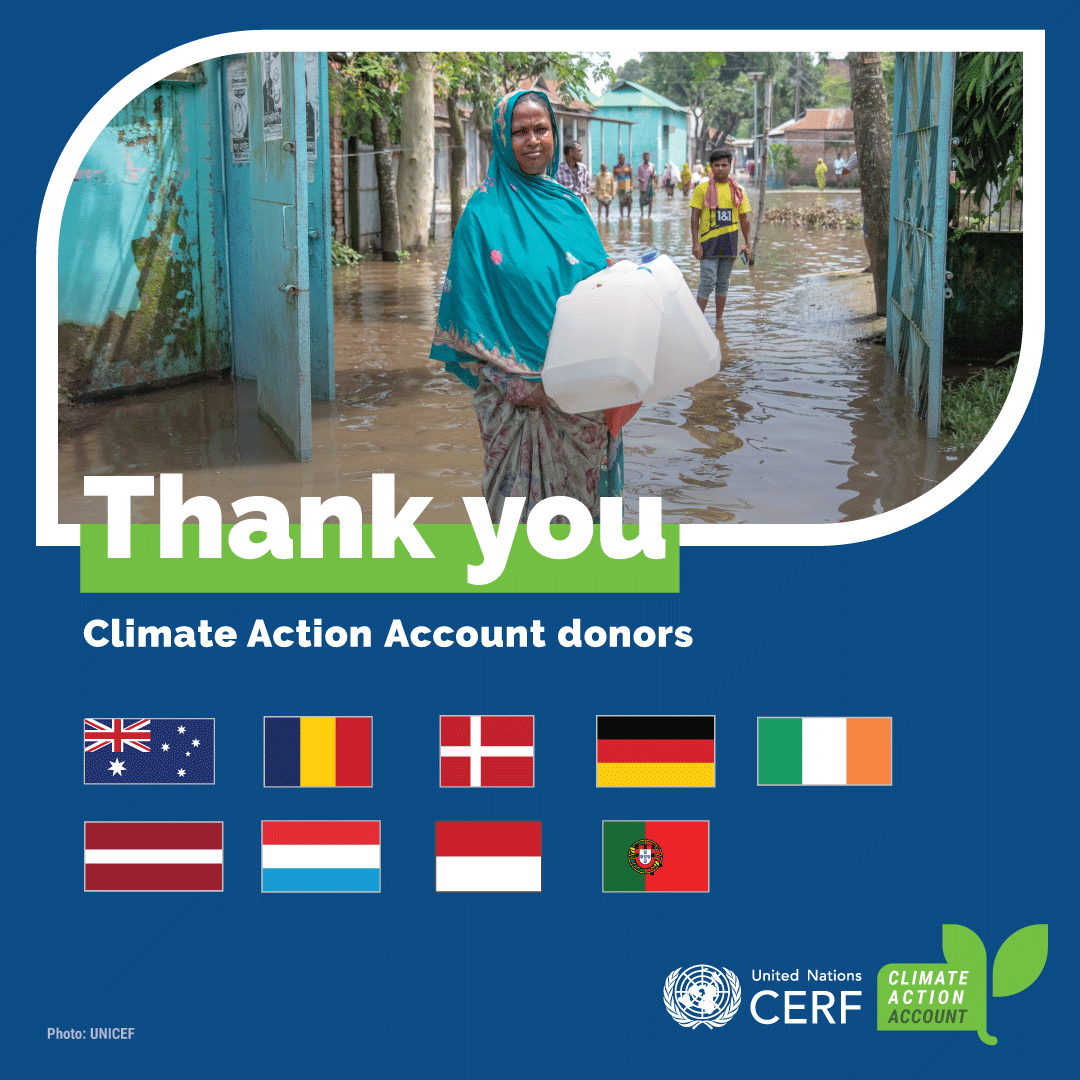 🌱<a href="/UNCERF/">CERF - The UN's emergency fund</a> Climate Action Account helps the world’s most vulnerable people facing the climate crisis now.

#OCHAthanks our donors 🇦🇺🇹🇩🇩🇰🇩🇪🇮🇪🇱🇻🇱🇺🇲🇨🇵🇹 for investing in a more resilient future for them.

Learn more about CAA's vital work👉bit.ly/4gS55oF

#InvestInHumanity