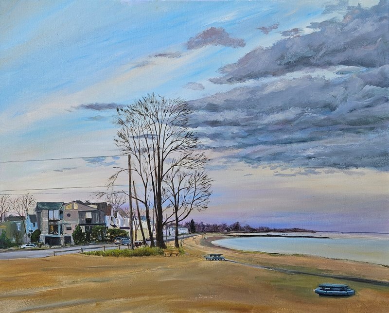 A look back at one of my recent works of #CompoBeach that featured in my Westport Skies exhibit which ended earlier this month at Westport Library
.
'The Arrival of Evening'
Compo Beach
24 x 30
Original Oil on Canvas