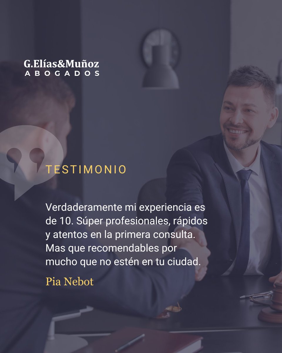 Compromiso, rapidez y atención personalizada. No importa dónde estés, nuestro equipo trabaja para brindarte el mejor servicio legal. 

¿Necesitas asesoramiento? Contacta con nosotros al 915 711 787

#abogadomadrid #abogadosenmadrid #geliasymuñozabogados