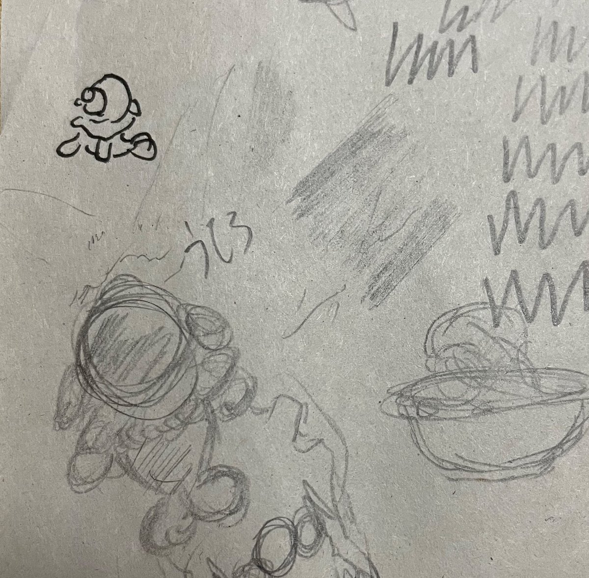 特に何も描いてないからしごt…隙間時間の落書き貼る
右上のがゆるくて好き 