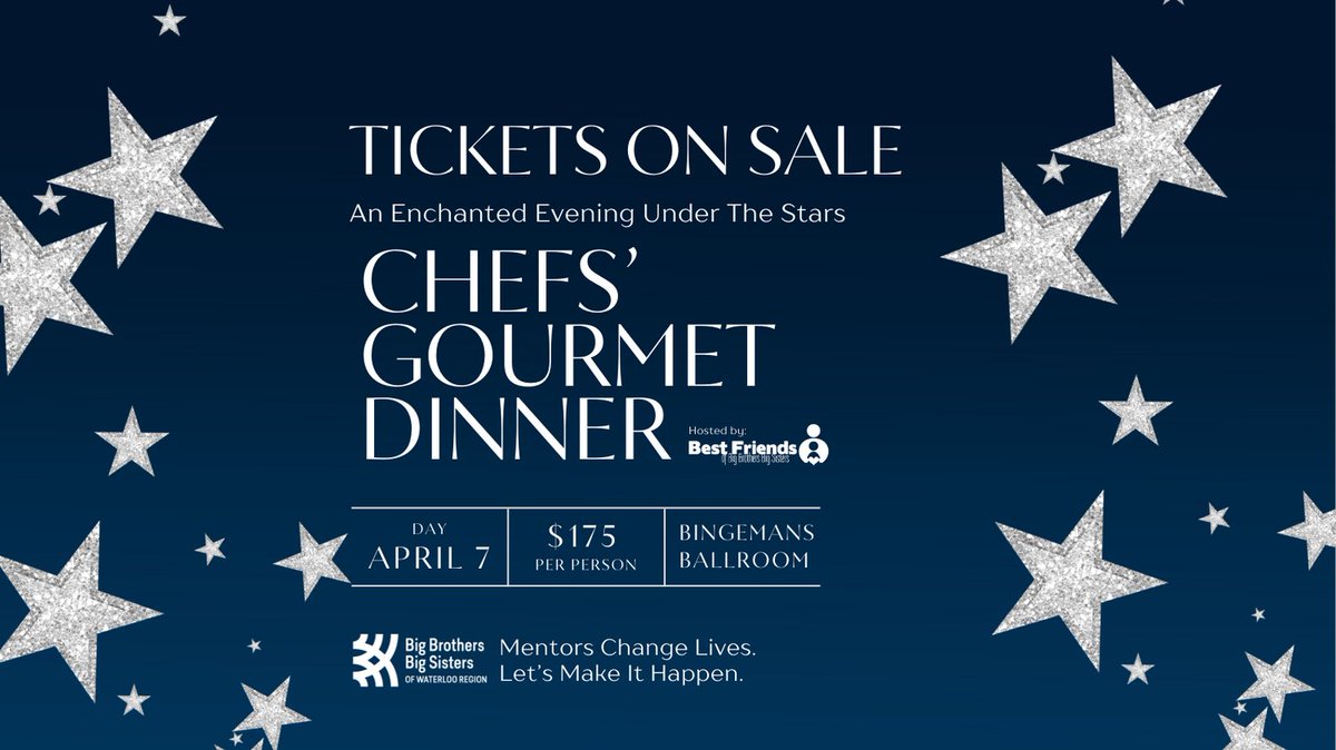 Enjoy an unforgettable dining experience with Waterloo Region's top chefs at the 30th annual Chefs' Gourmet Dinner, supporting local youth mentorship through Best Friends of BBBSWR. Mentors change lives: let's make it happen! Tickets link in bio. <a href="/BBBSWR/">BBBS Waterloo Region</a> #BestFriendsGOBIG
