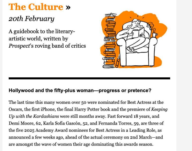 Lucyshhb's tweet photo. This year's awards season has been wild, but it's been very cool to see women over 50 at the forefront of it all

Some thoughts ahead of this weekend's ceremony for The Culture @prospect_uk 

https://t.co/qD6aPuR2rw https://t.co/DDZQNHjubH