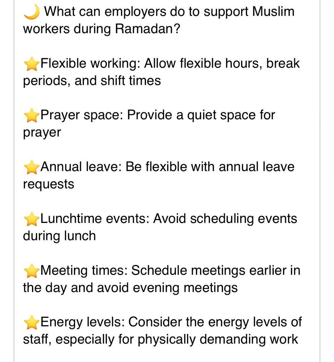 ☪️Ramadan Mubarak to all participating in this religious observance.It is expected to begin on the evening of Friday 28th Feb or Sat 1st March depending on the sighting of the moon. If you participate in Ramadan these are your rights at work.  
buff.ly/3ERT2tY