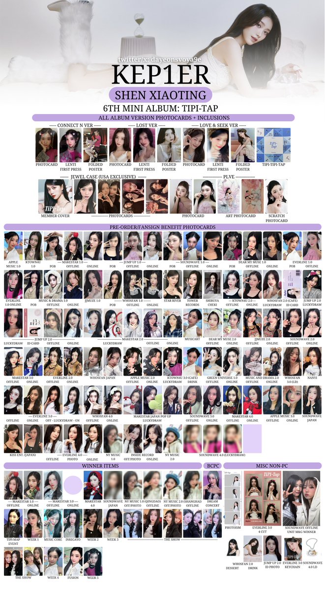 dayeonsvoya9e's tweet photo. Kep1er The 6th Mini Album <TIPI-TAP>

#YUJIN #XIAOTING #CHAEHYUN #DAYEON 

#케플러 리스트 template wishlist list pc #HIKARU #HIYYIH #YOUNGEUN 포카 포토카드 #ケプラー トレカ #TIPI_TAP #TIPI_MAP https://t.co/iz6OrGpETa