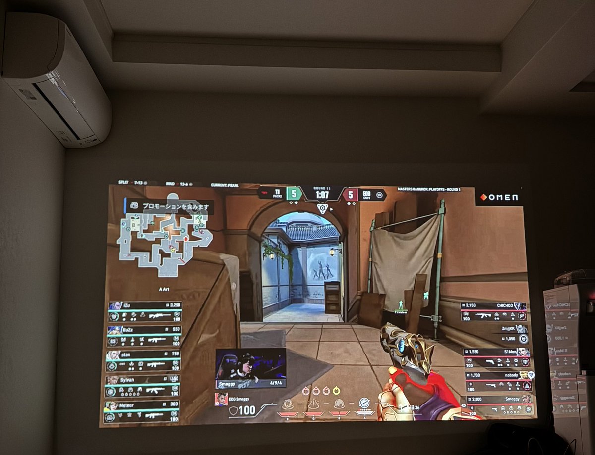 初プロジェクターに感動している