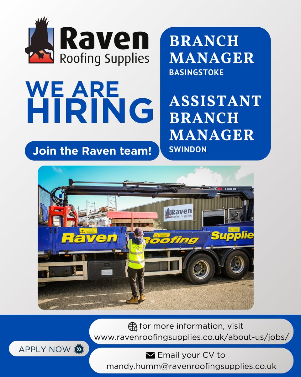 🌟 We are hiring 🌟
We are on the lookout for enthusiastic individuals to join our team here at Raven Roofing Supplies. Check out these exciting roles we have open on our website and apply today! #roofing #roofingsupplies #ravenroofingsupplies #hiring #careeropportunities
